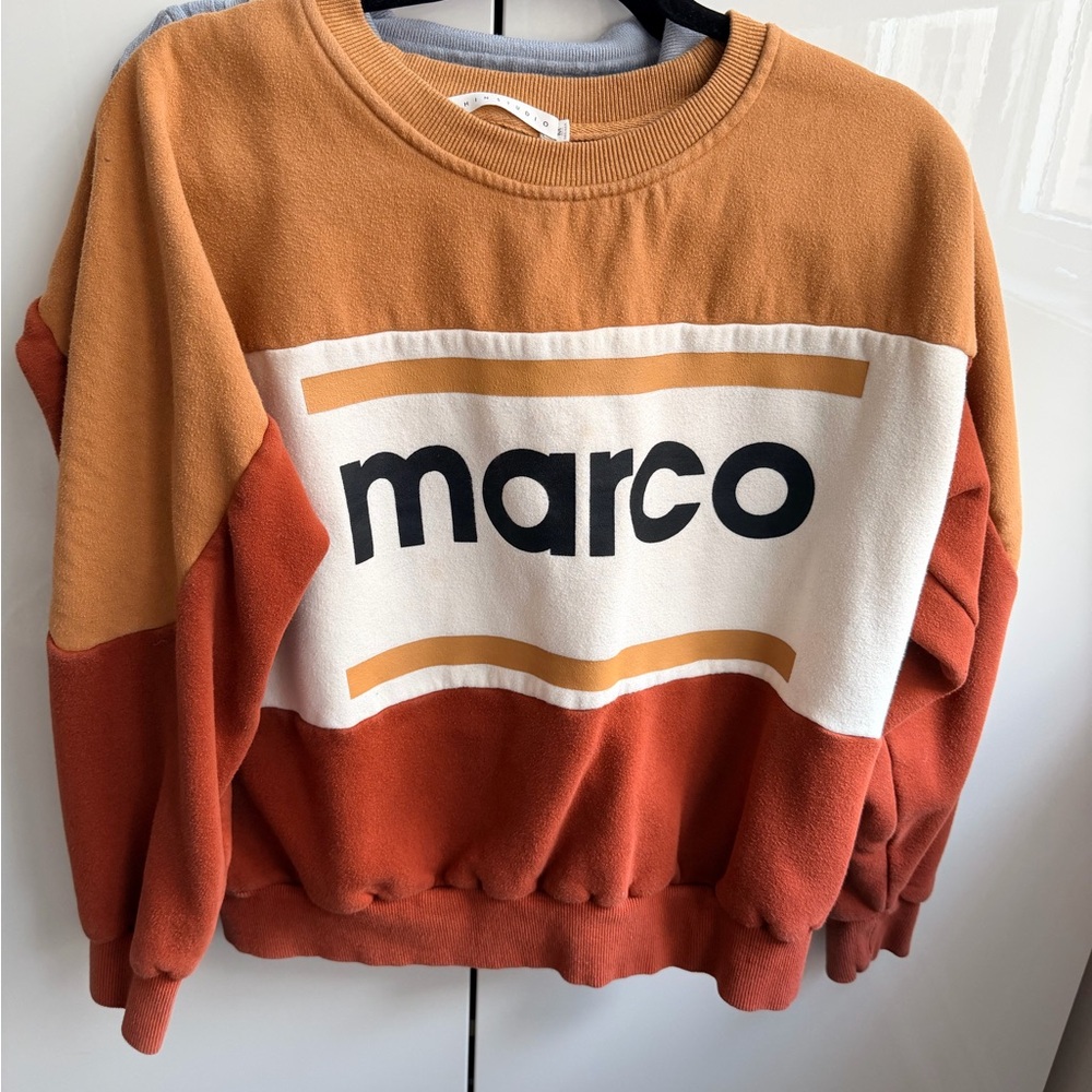 Colorblock Crewneck Sweater - Rust & Cream